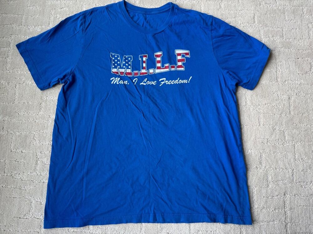 Barstool Sports MILF Shirt Man I Love Freedom Tee USA Mens Flag